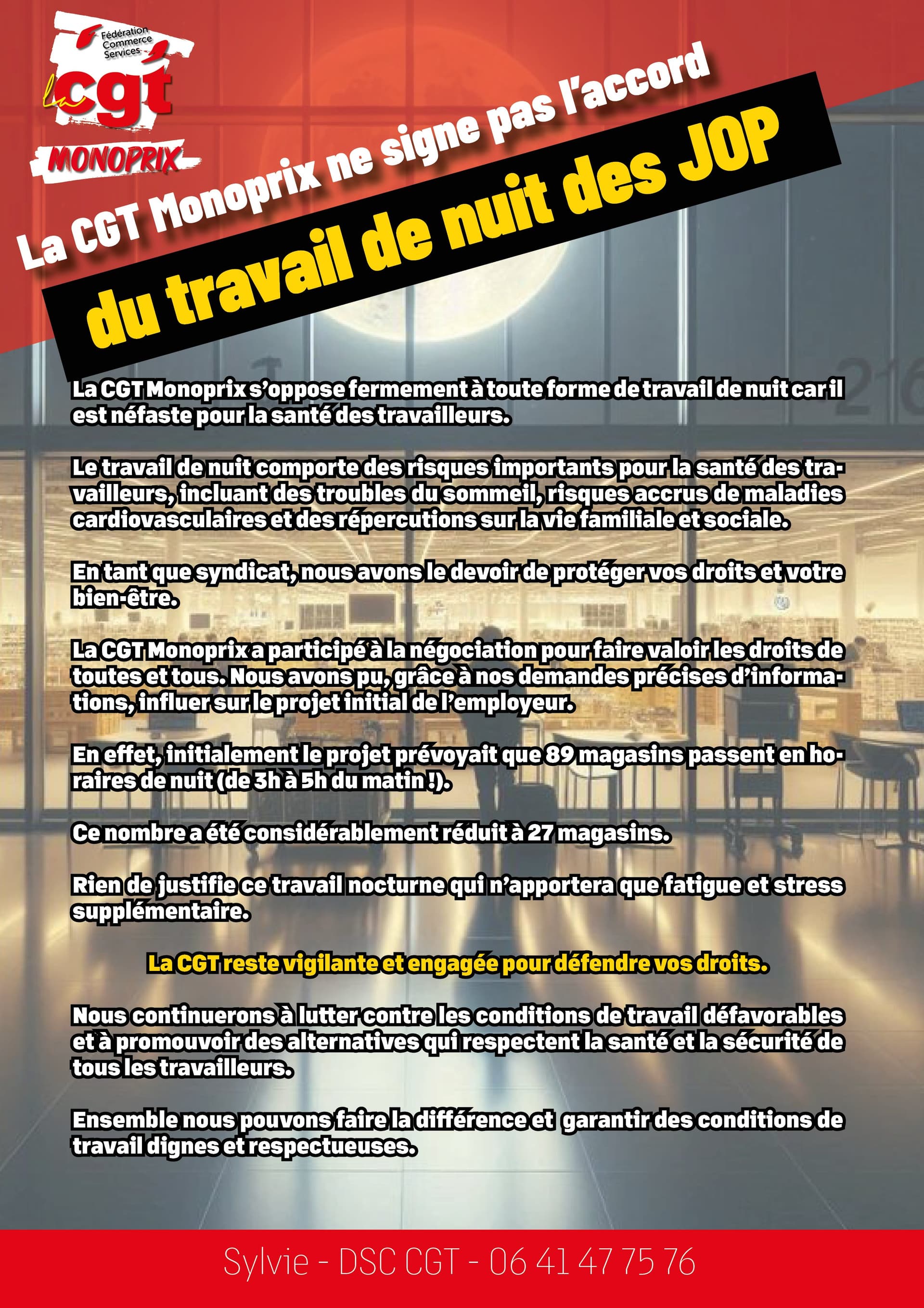 CGT Monoprix refuse le travail de nuit : défendons nos droits