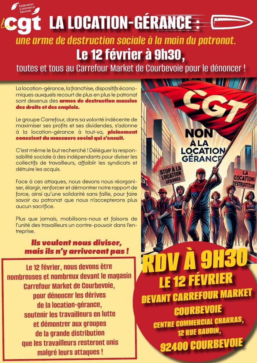 12 février : Stop à la location-gérance chez Carrefour !
