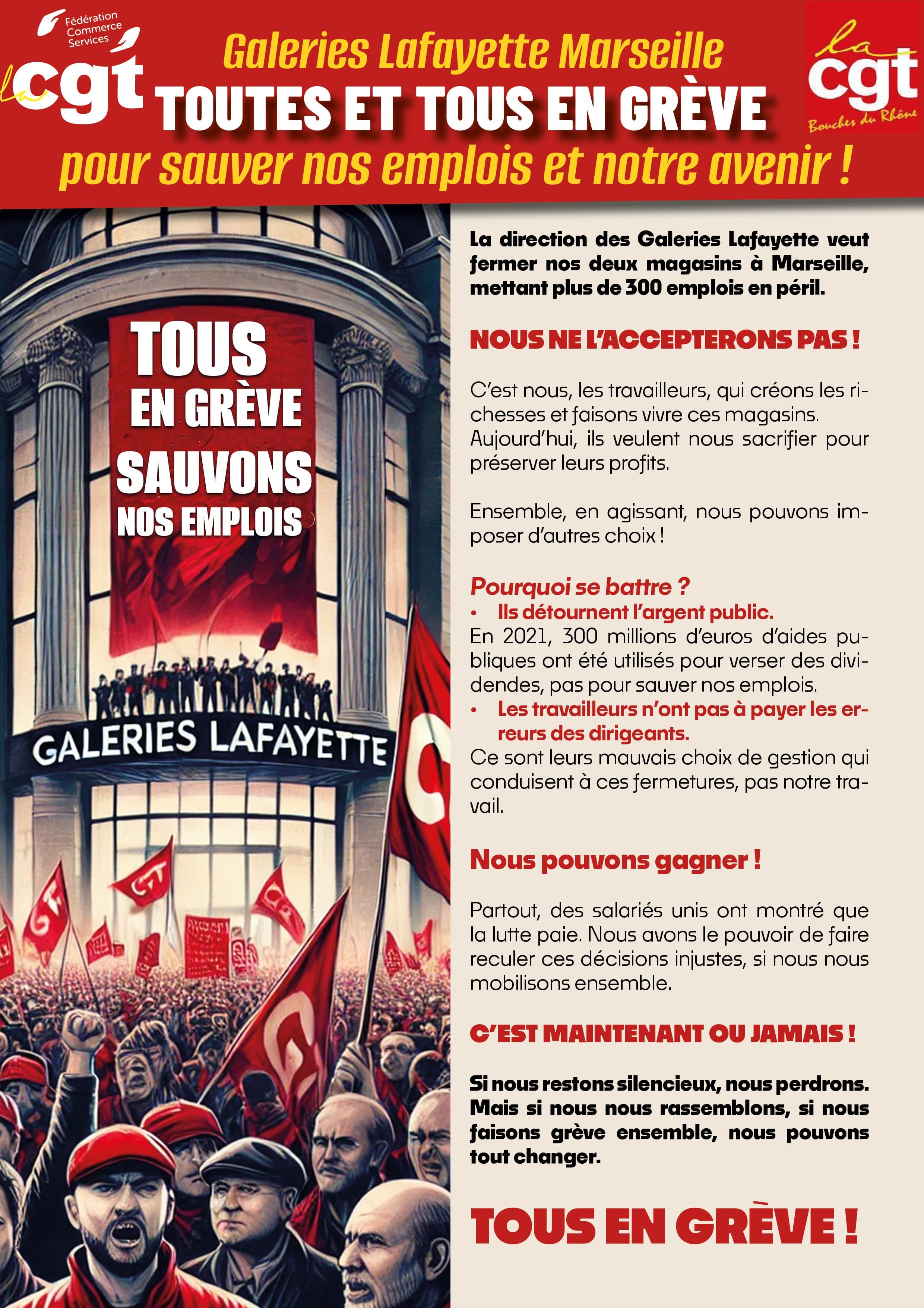 Galeries Lafayette Marseille : tous en grève pour sauver nos emplois