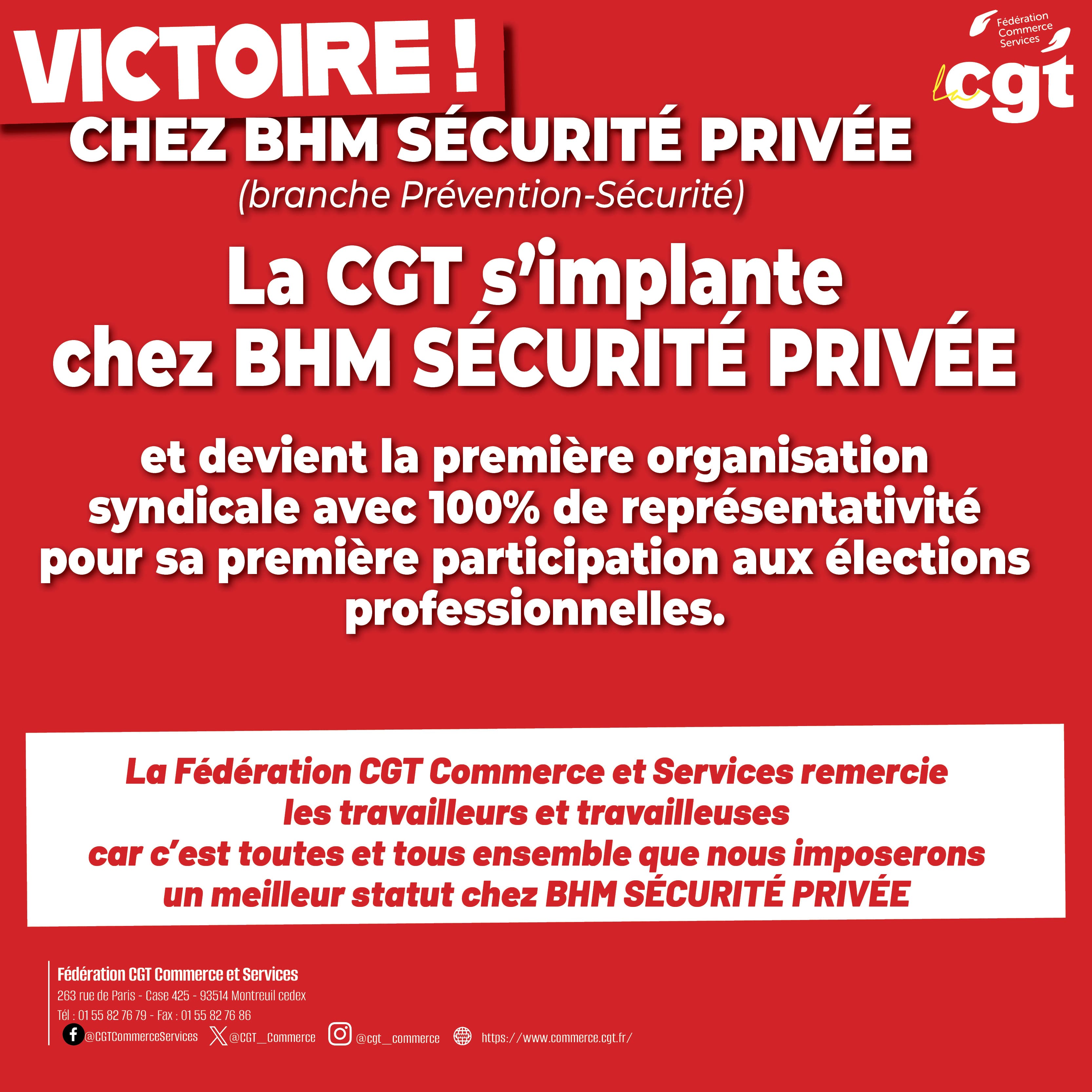 Chez BHM Sécurité Privée, les salarié·es font le choix de la CGT !