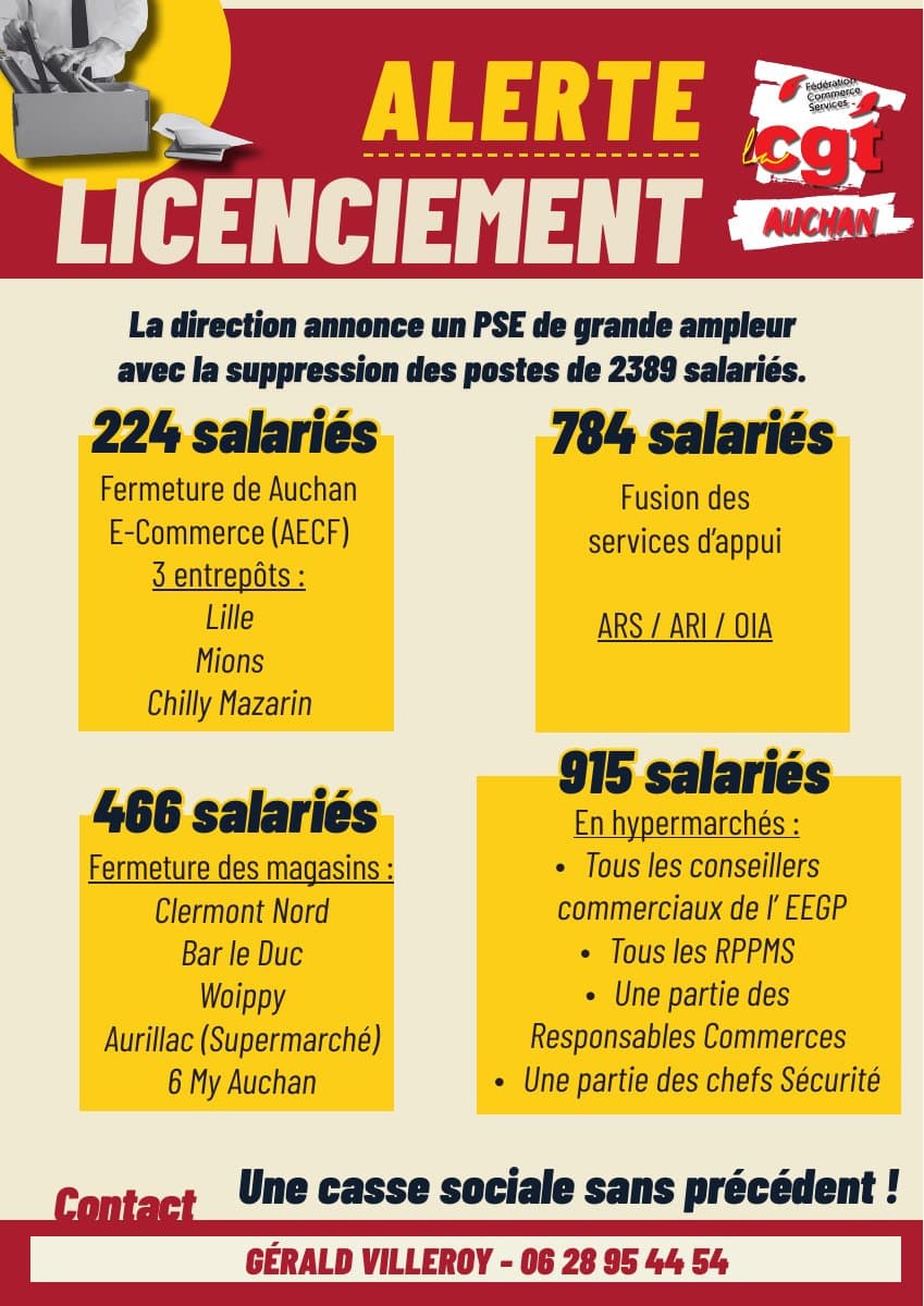 Auchan : 2389 licenciements, une casse sociale sans précédent !