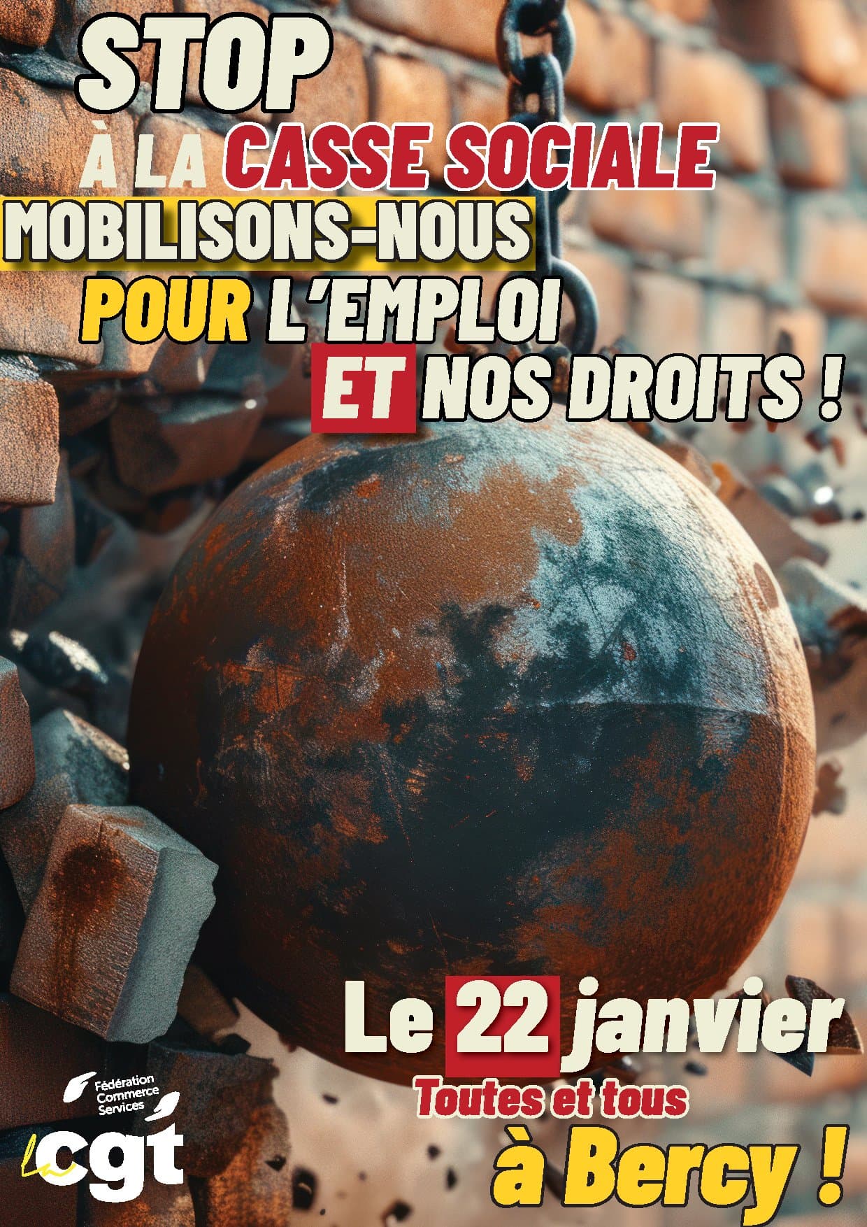 Le 22 janvier 2025 pour nos emplois nos salaires, toutes et tous unis et en greve !