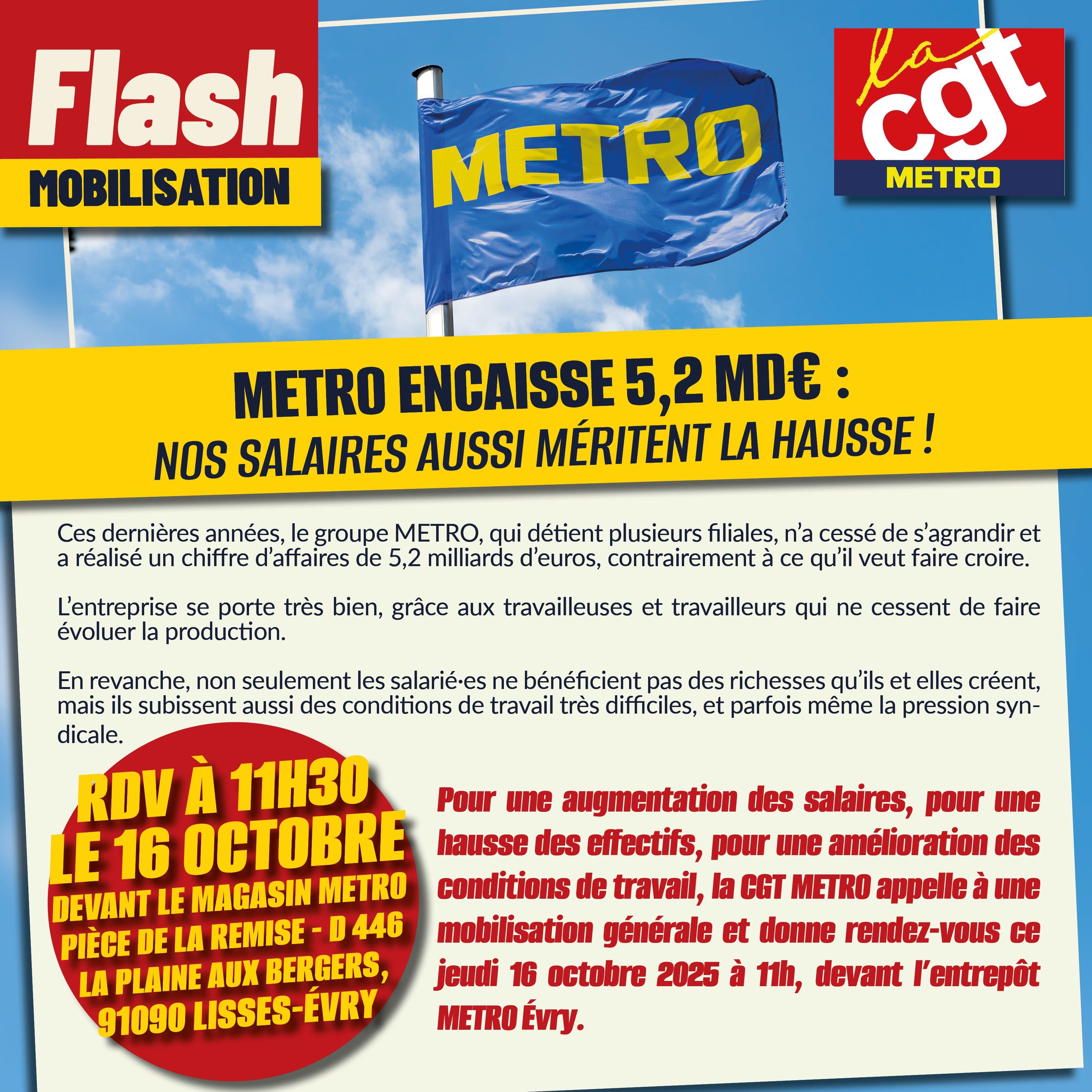 Metro encaisse 5,2 Md€ : les salaires doivent suivre !