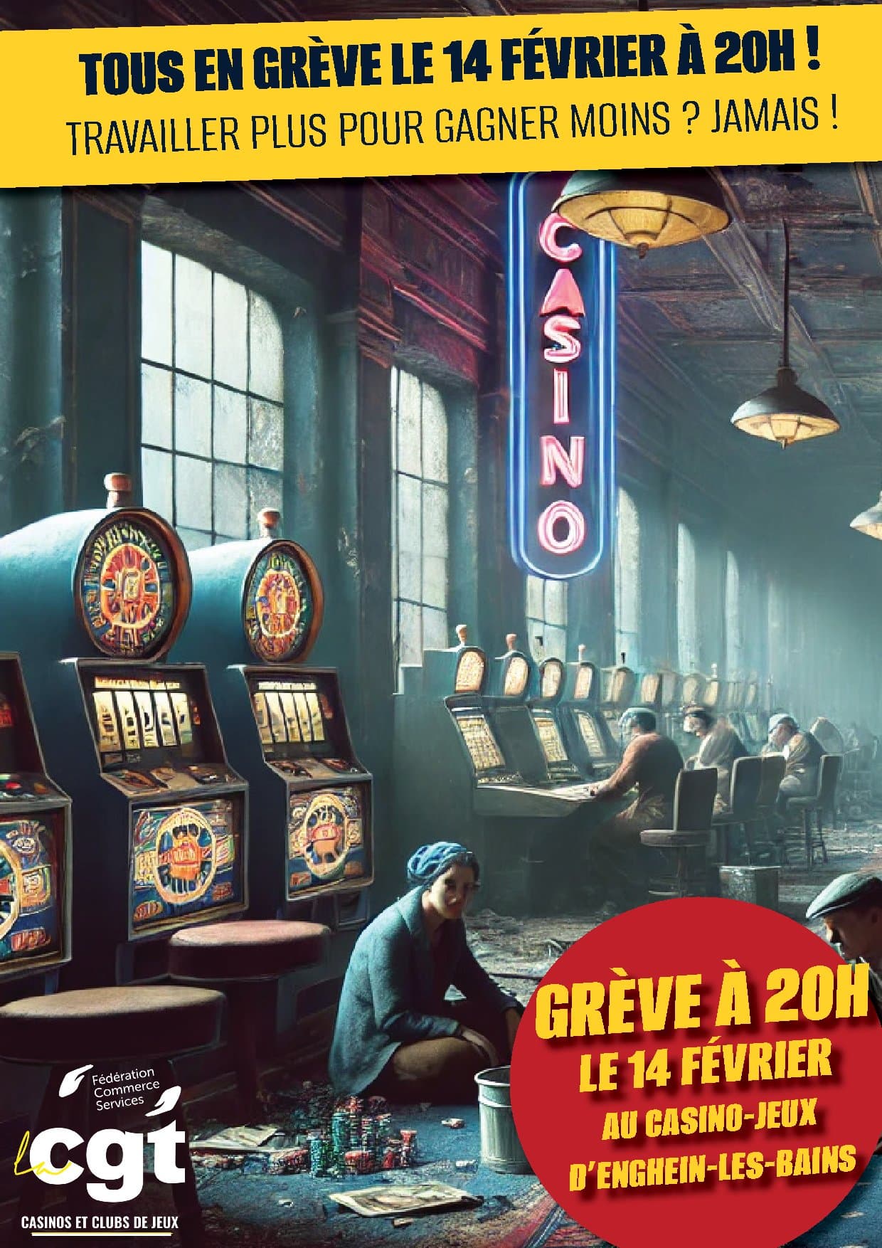 TOUS EN GRÈVE LE 14 FÉVRIER À 20H ! TRAVAILLER PLUS POUR GAGNER MOINS ? JAMAIS !
